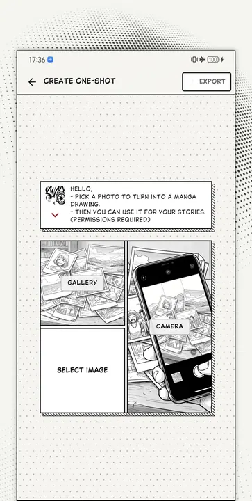 One-shot screen: pick a photo from gallery or camera.